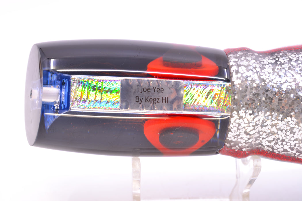 Joe Yee Lures by KEGZ Silver Rainbow Swirl Black Back Black-Red Eyes 501 12" 8.8oz Skirted