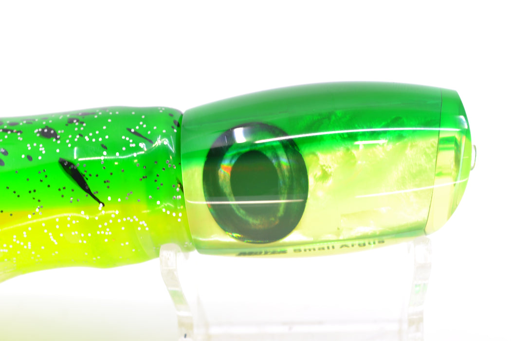 Moyes Lures Chartreuse MOP Green Back Taxi Eyes Small Argus 9" 3.5oz Skirted