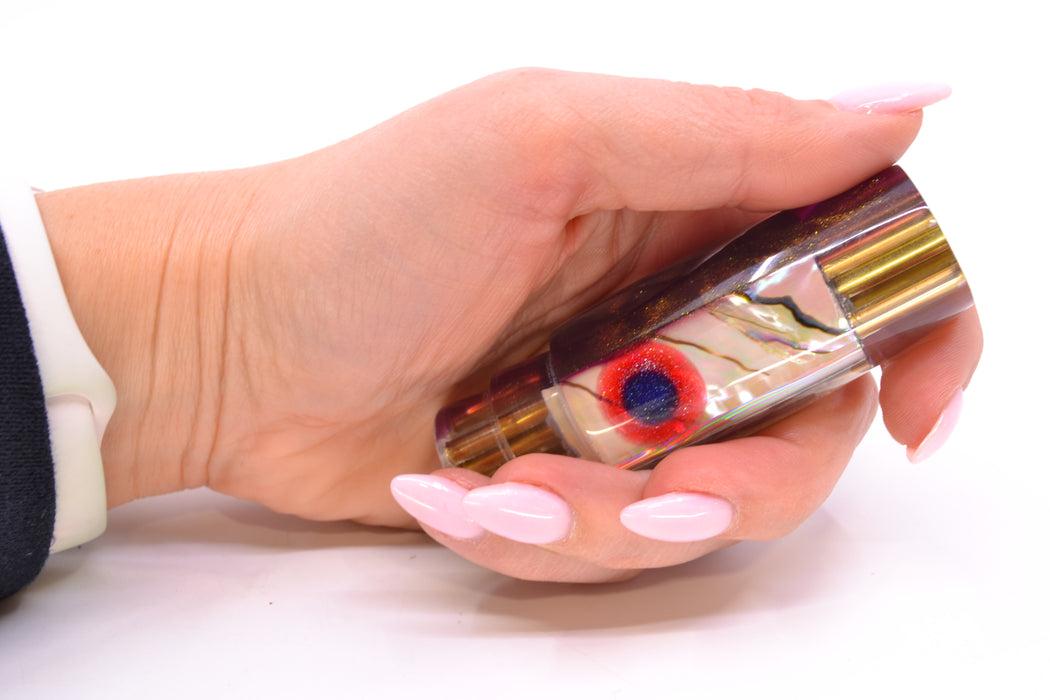 Big Reidee Natural EKG Shell Root Beer Back Black-Red Eyes 4-Hole Pusher 9" 4.8oz