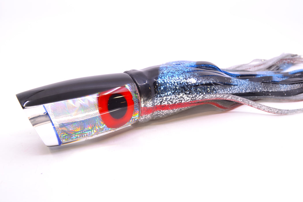 Joe Yee Lures by KEGZ Silver Rainbow Swirl Black Back Black-Red Eyes 501 12" 8.8oz Skirted