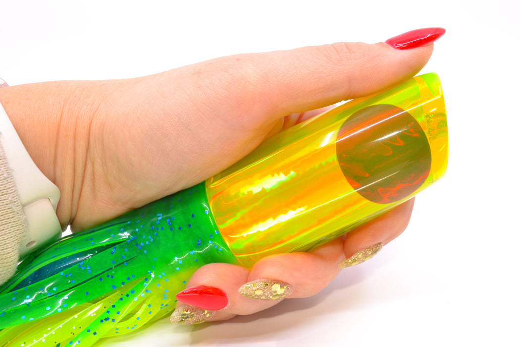 Koya Lures Chartreuse Rainbow Red Eyes Small 614 10" 6oz Skirted Mahi