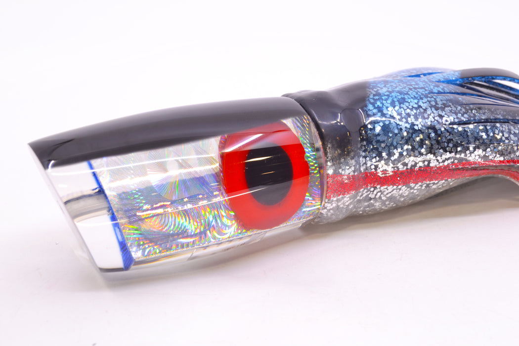 Joe Yee Lures by KEGZ Silver Rainbow Swirl Black Back Black-Red Eyes 501 12" 8.8oz Skirted