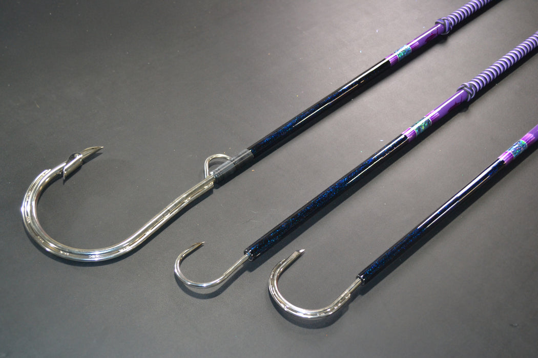 Grander Marlin Tackle Custom Purple-Paua Shell-Black Tiller 8' Flyer Gaffs