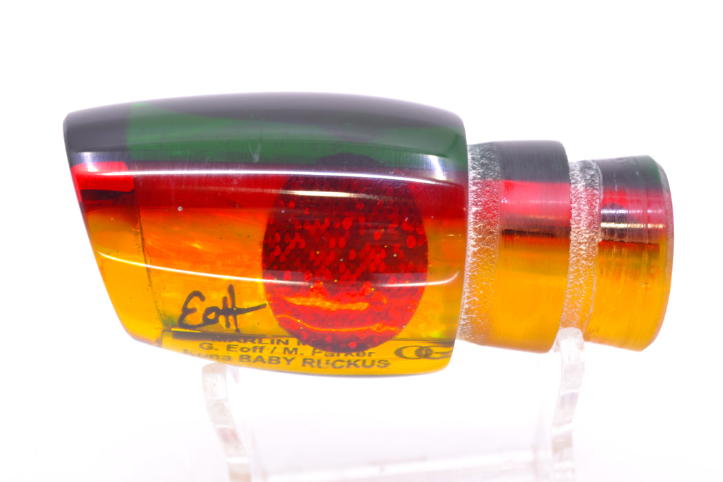 Marlin Magic Lures "Rasta" Yellow Awabi Green-Red Back Red Eyes Baby Ruckus 10" 4oz