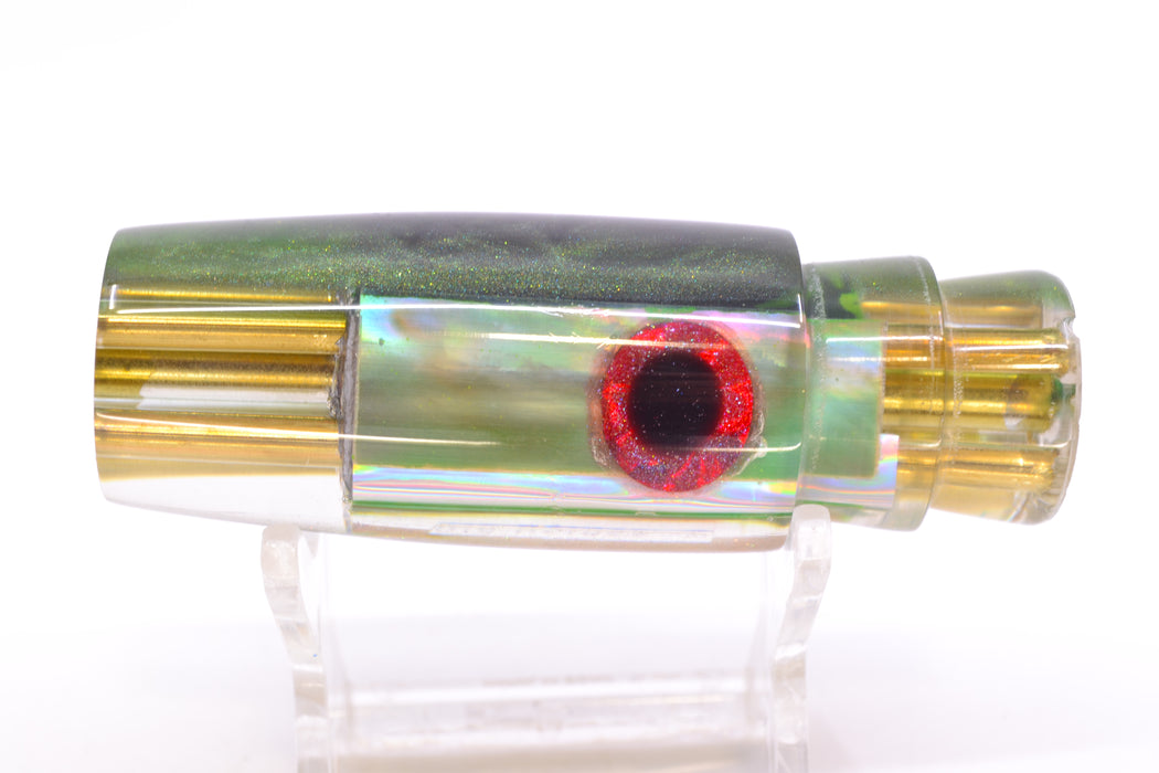 Big Reidee Green Shell Green Back Black-Red Eyes 4-Hole Pusher 9" 4.8oz