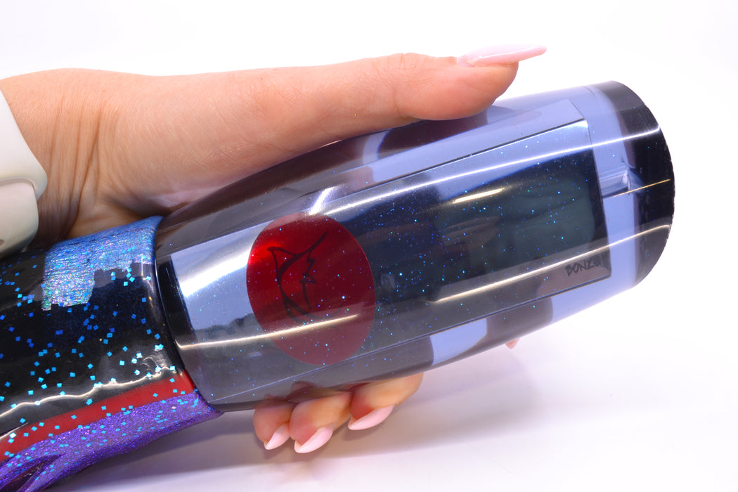 Bonze Lures Smoke Mirrored Red Eyes Bankwalker Teaser 16" 26oz Skirted Black-Blue-Purple