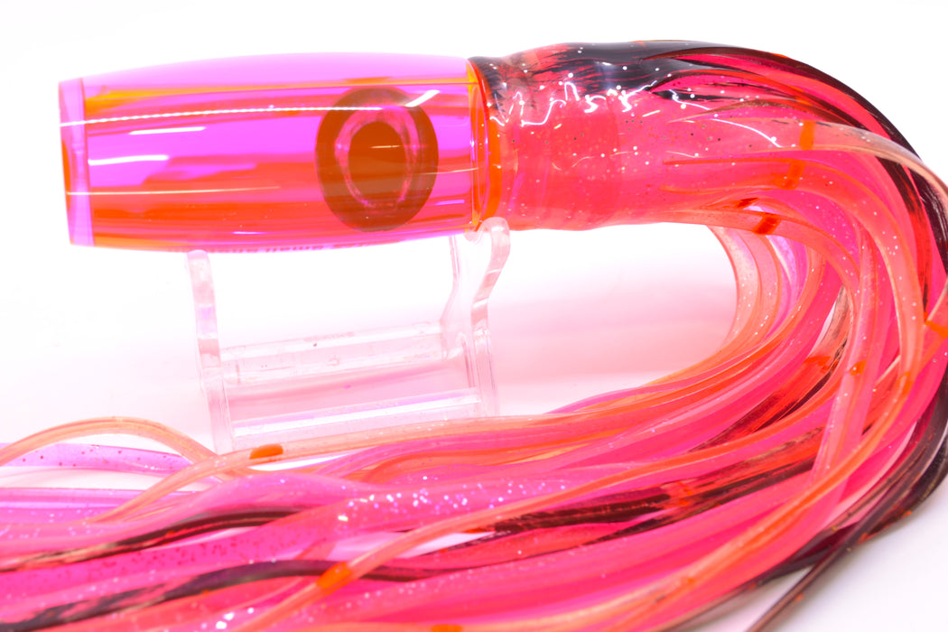 Moyes Lures Pink Mirrored Taxi Eyes Small Shotgun 9" 4oz Skirted Root Beer-Petrolero/Pink