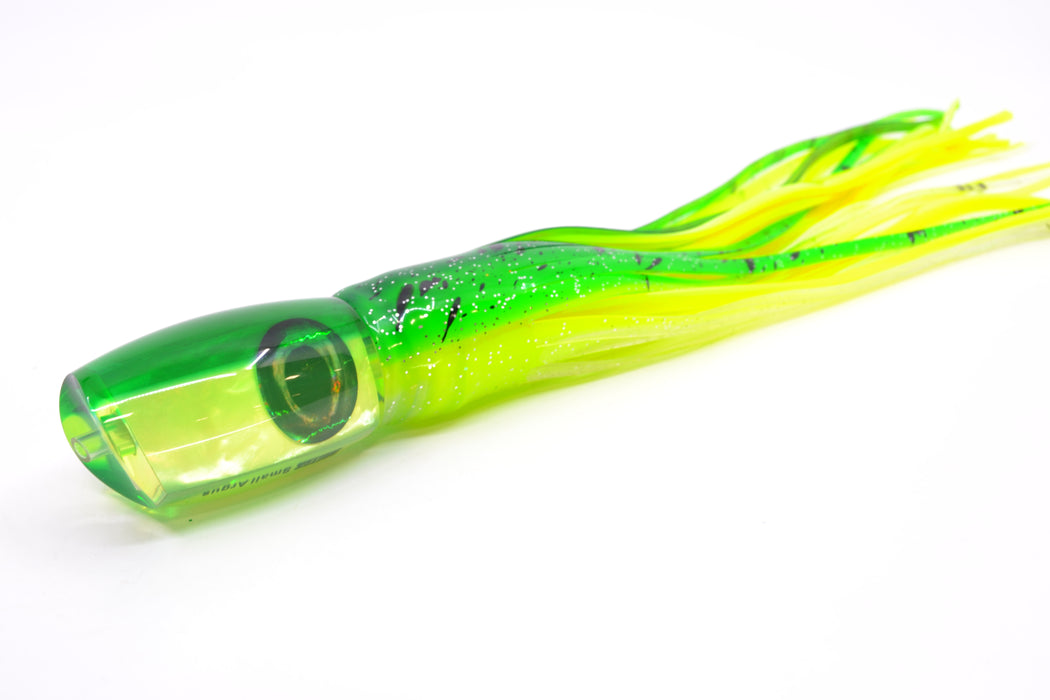 Moyes Lures Chartreuse MOP Green Back Taxi Eyes Small Argus 9" 3.5oz Skirted