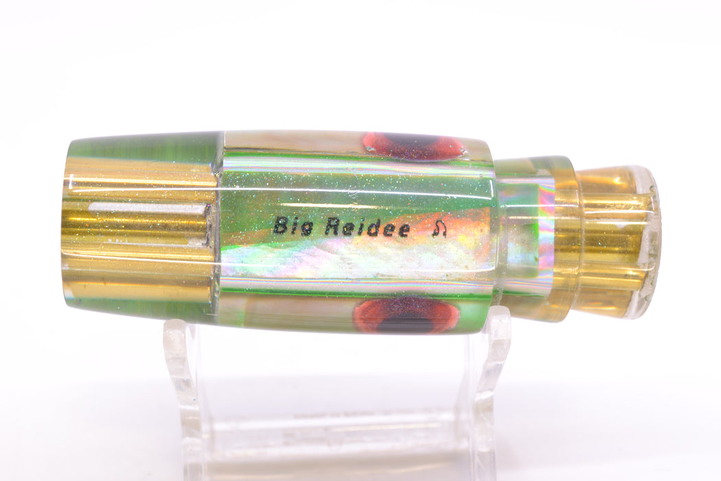 Big Reidee Green Shell Green Back Black-Red Eyes 4-Hole Pusher 9" 4.8oz