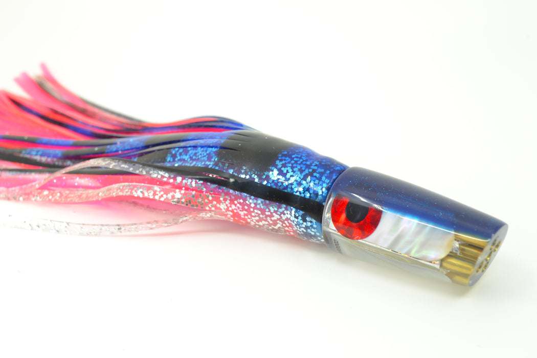 Coggin Lures White Ripple MOP Blue Back 4-Hole Small Slant 7" 5oz Skirted Blue-Silver-Pink