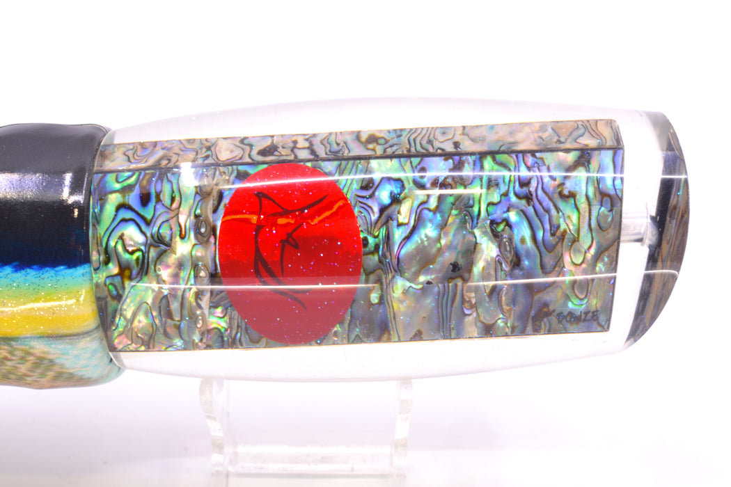 Bonze Lures Paua Shell Red Eyes Bankwalker Teaser 16" 22oz FT Vinyl Yellowfin (Black Back)