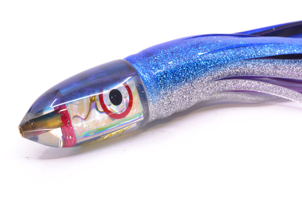 Bomboy Lures White Abalone Blue Back Baby Bomb 9" 5oz Skirted Blue-Silver