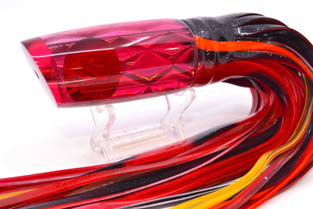 Koya Lures Red Rainbow Diamond Red Eyes Small 614 10" 6oz Skirted Black-Orange-Red GZE