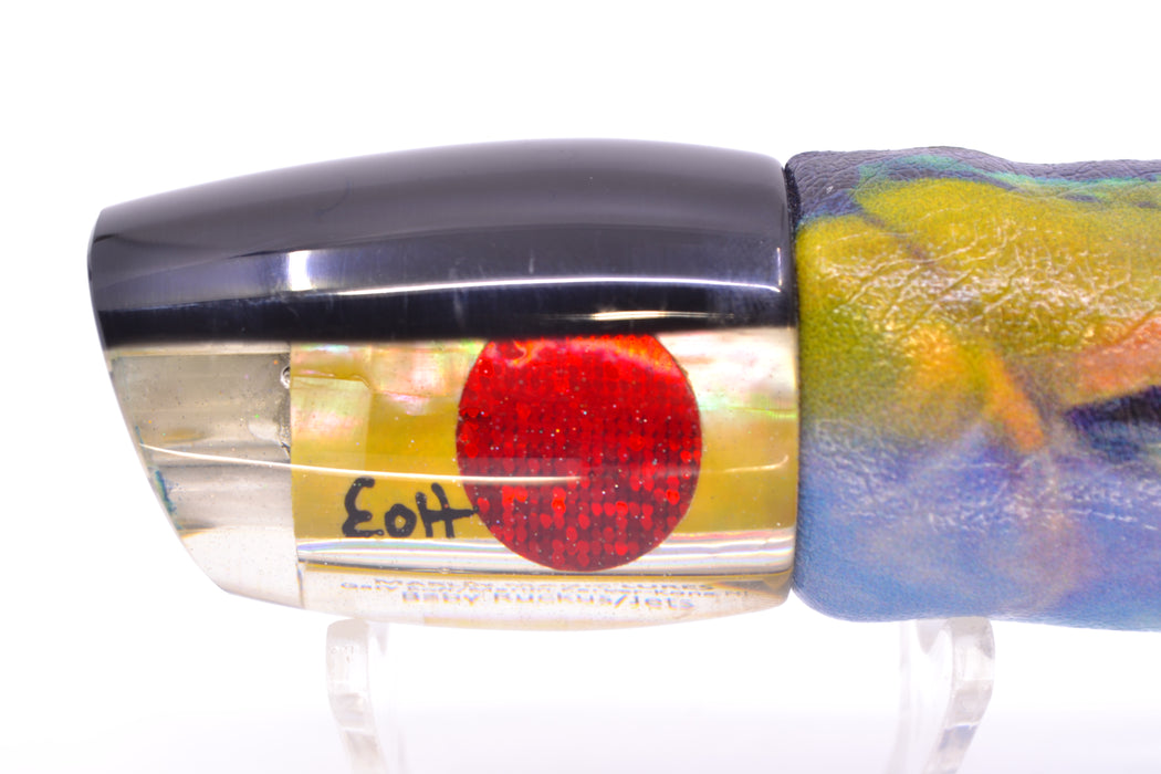 Marlin Magic Golden MOP Black Back Red Eyes 4-Hole Baby Ruckus 10" 5.5oz ALV Tuna