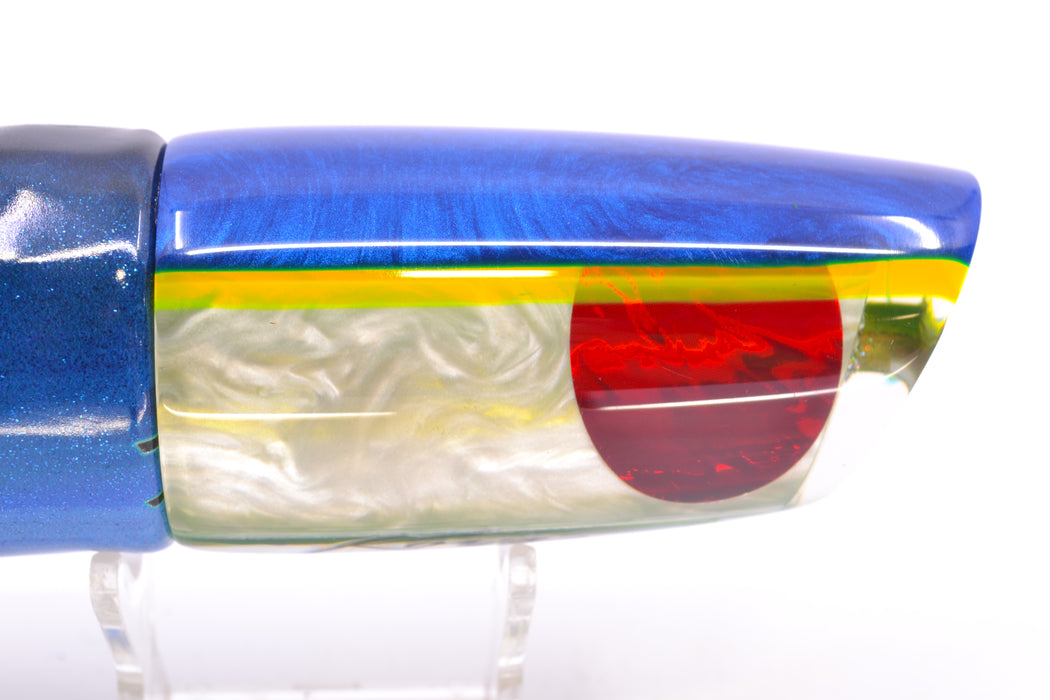 Koya Lures White Pearl Blue-Yellow Back Medium Poi Dog 14" 10oz FT Vinyl Blue Tiger