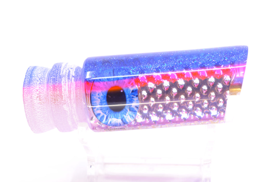 Coggin Lures Silver Dot Glass Blue-Pink Back Blue Eyes Kona Tube 9" 2oz