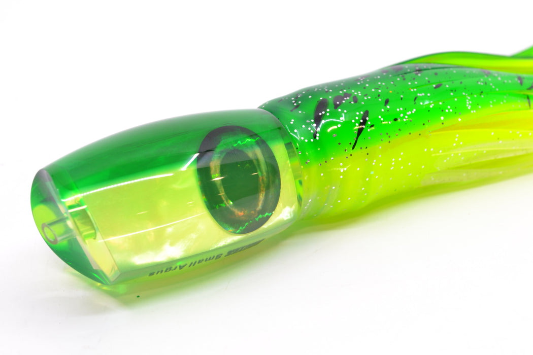 Moyes Lures Chartreuse MOP Green Back Taxi Eyes Small Argus 9" 3.5oz Skirted