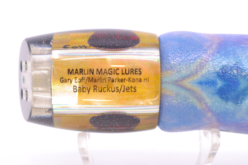 Marlin Magic Golden MOP Black Back Red Eyes 4-Hole Baby Ruckus 10" 5.5oz ALV Tuna