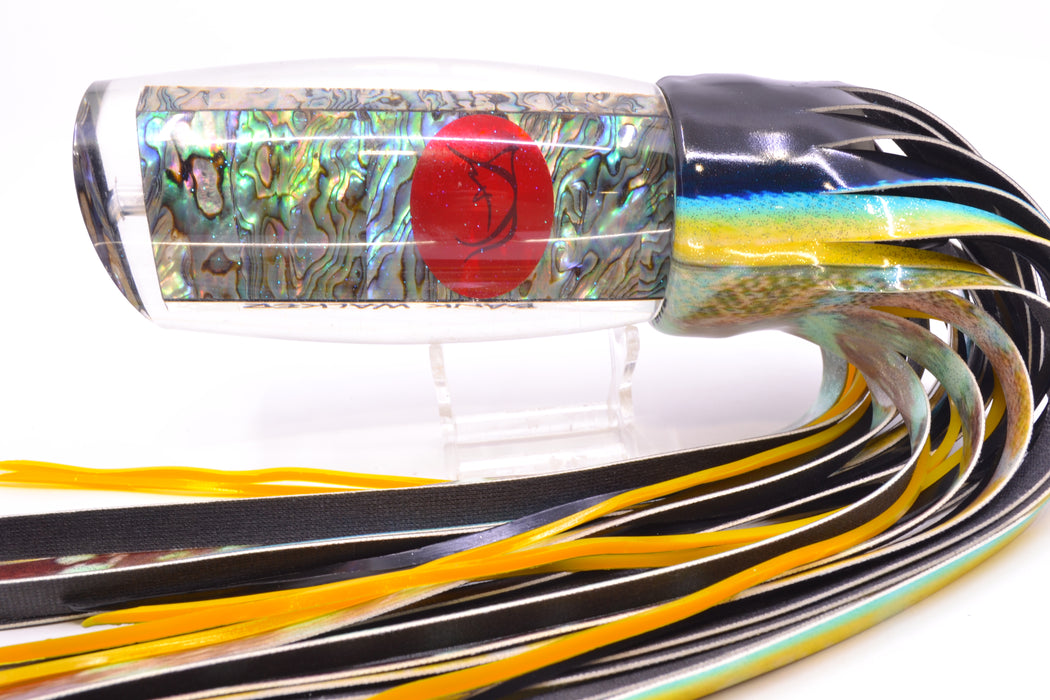 Bonze Lures Paua Shell Red Eyes Bankwalker Teaser 16" 22oz FT Vinyl Yellowfin (Black Back)