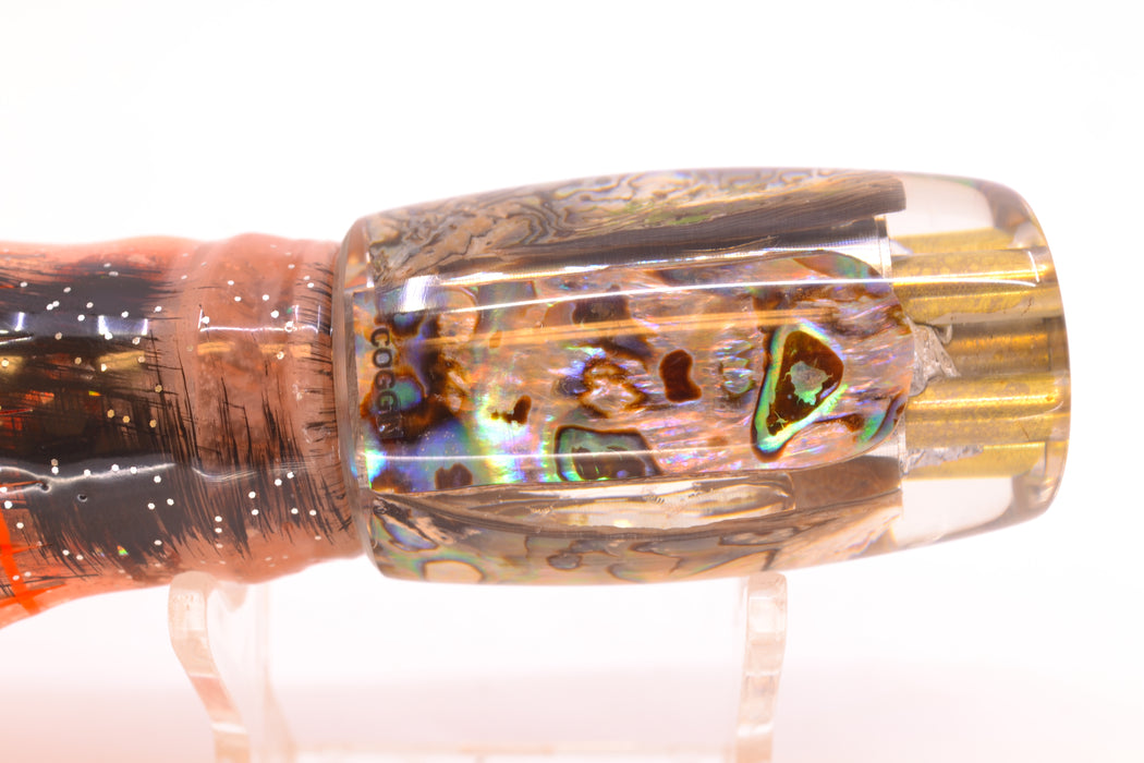 Coggin Lures Real Abalone 4-Hole Kilauea Tado Slant 9" 4.2oz Skirted Root Beer/Petrolero