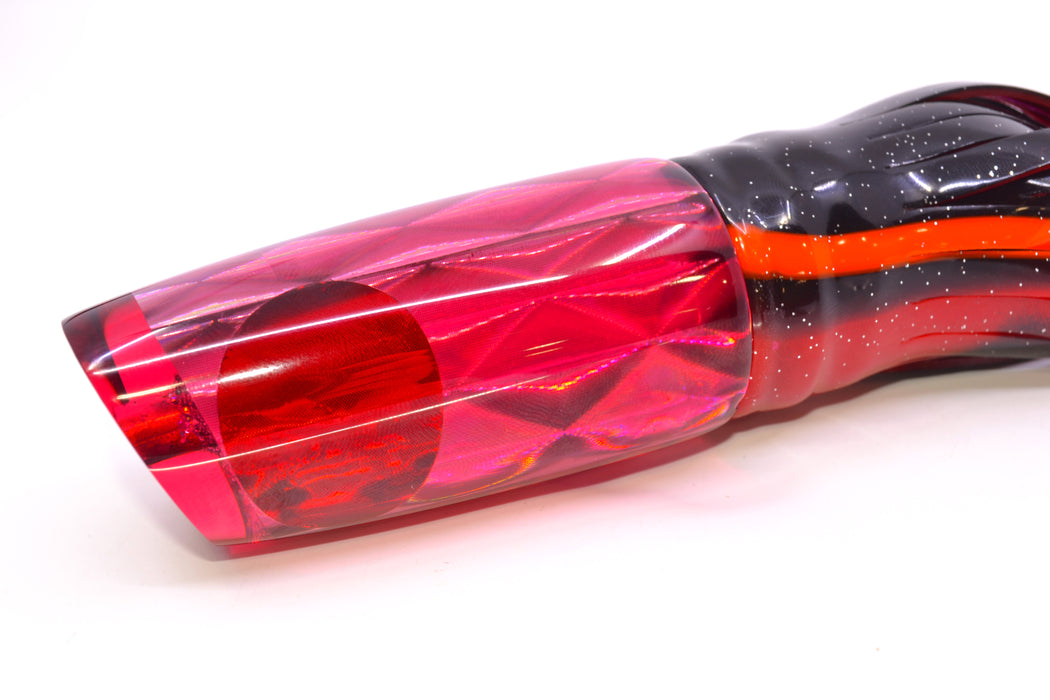 Koya Lures Red Rainbow Diamond Red Eyes Small 614 10" 6oz Skirted Black-Orange-Red GZE