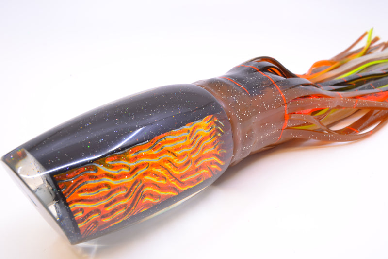 Marlin Magic Orange-Red Lava Black Magic Super Dog 16" 17oz Skirted Brown/Kajiki