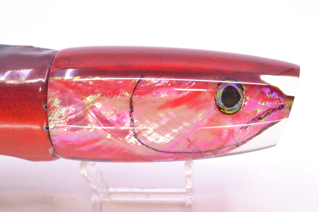 Ali'i Kai Lures Pink Shell Red Back Fish Head Large Plunger 14" 10.5oz FT Vinyl Red Tiger