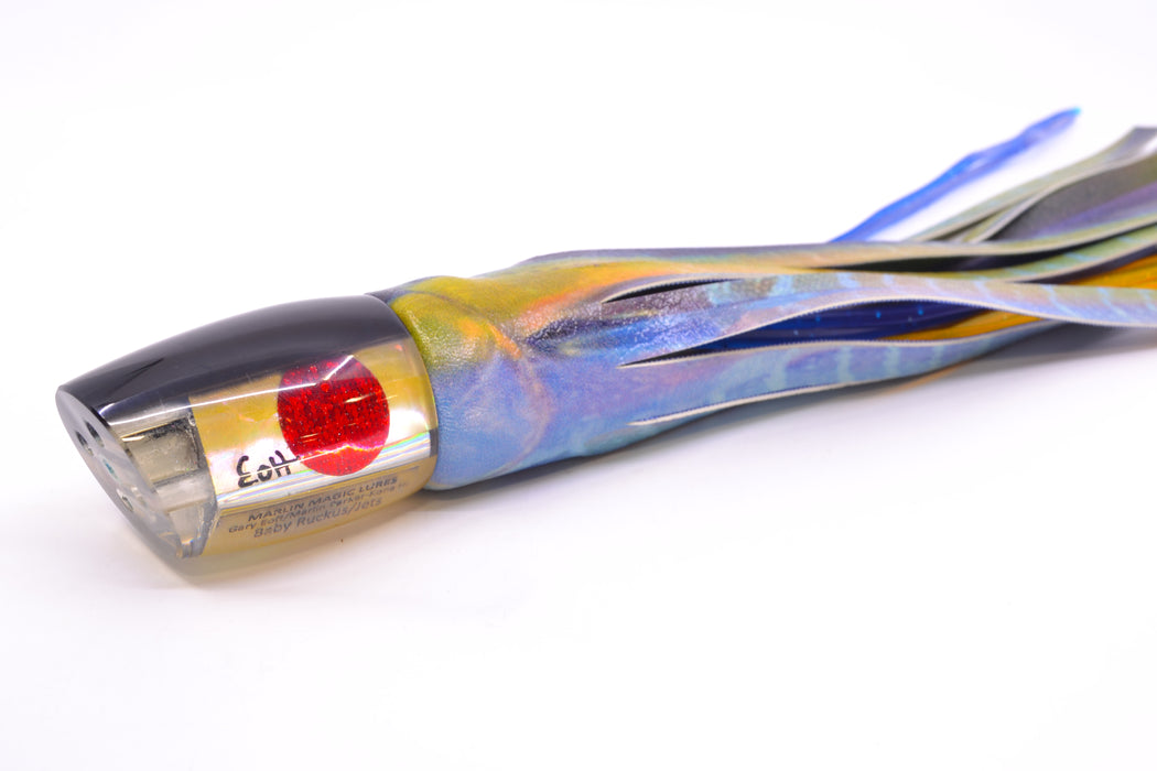 Marlin Magic Golden MOP Black Back Red Eyes 4-Hole Baby Ruckus 10" 5.5oz ALV Tuna