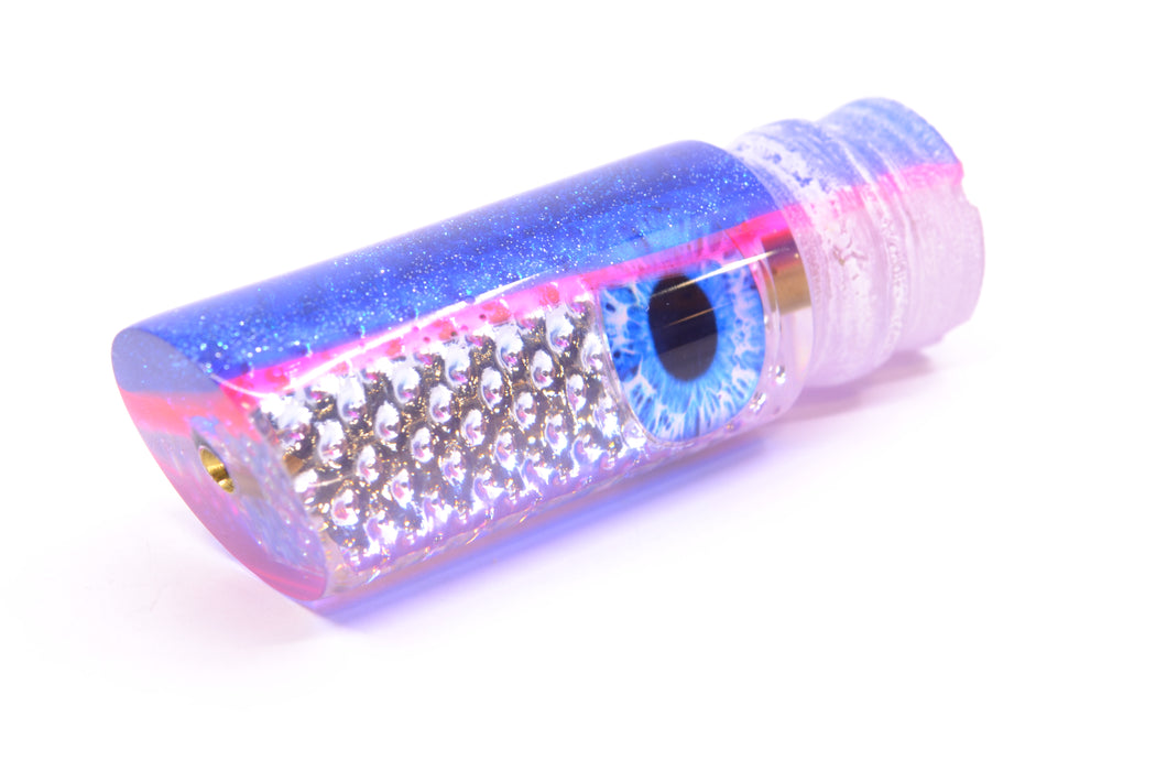 Coggin Lures Silver Dot Glass Blue-Pink Back Blue Eyes Kona Tube 9" 2oz