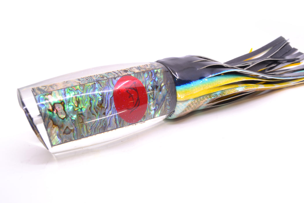 Bonze Lures Paua Shell Red Eyes Bankwalker Teaser 16" 22oz FT Vinyl Yellowfin (Black Back)