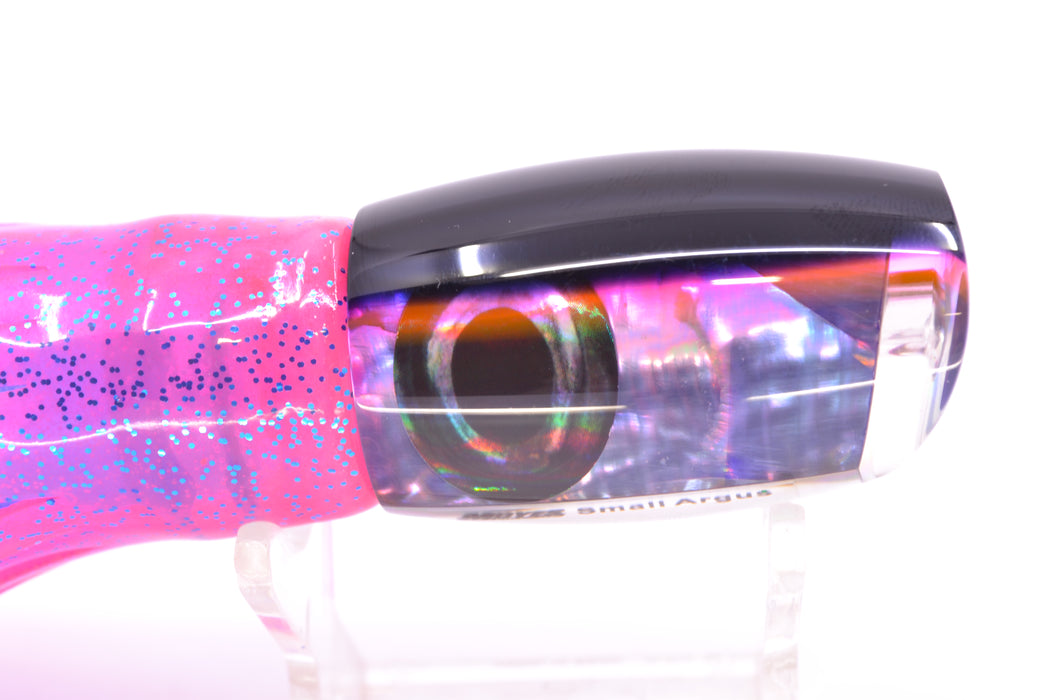 Moyes Lures Rainbow MOP Black-Pink Back Taxi Eyes Small Argus 9" 3.5oz Skirted Pink/Blue