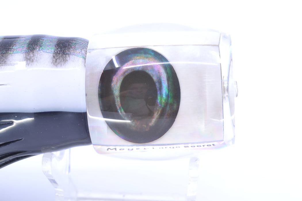 Moyes Lures White MOP Taxi Eyes Large Secret 12" 6.5oz Skirted White Aurora GZE