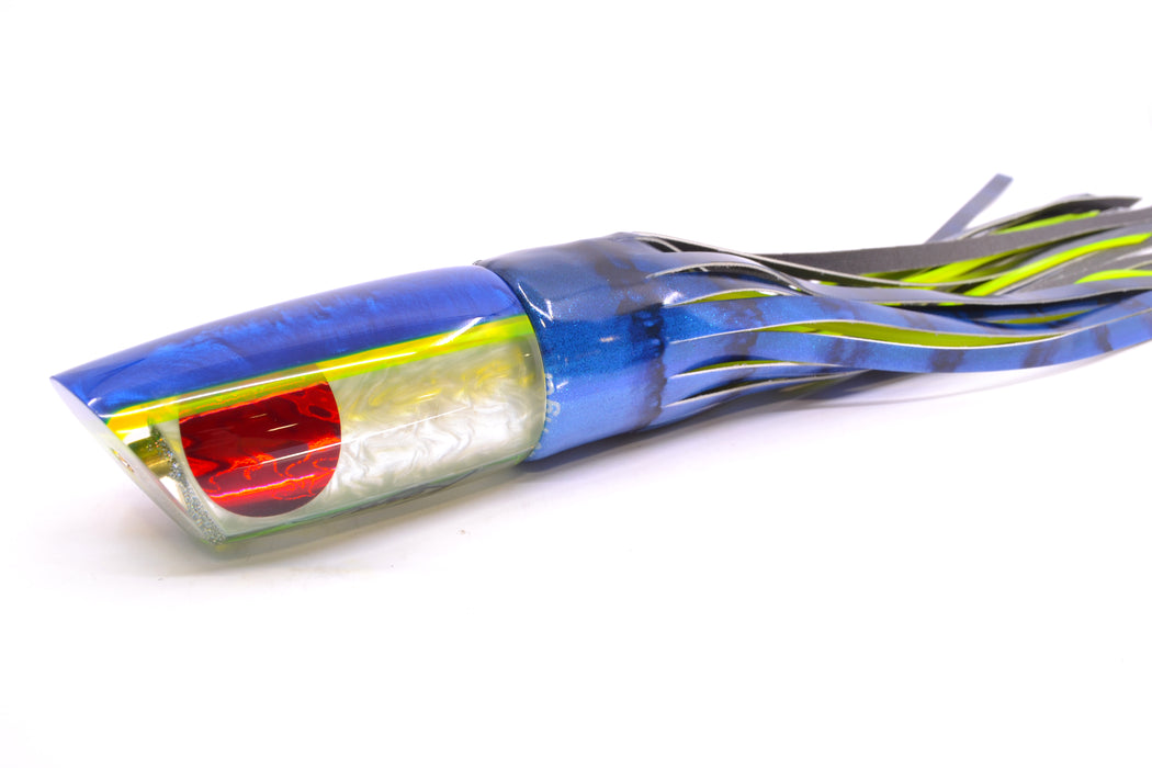 Koya Lures White Pearl Blue-Yellow Back Medium Poi Dog 14" 10oz FT Vinyl Blue Tiger