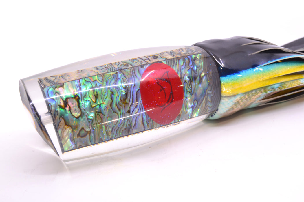 Bonze Lures Paua Shell Red Eyes Bankwalker Teaser 16" 22oz FT Vinyl Yellowfin (Black Back)