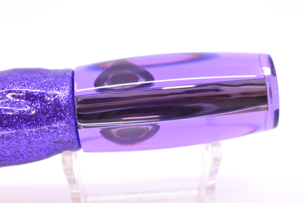 Moyes Lures Purple Mirrored Taxi Eyes Small Shotgun 9" 4oz Skirted Purple-Silver/Pink