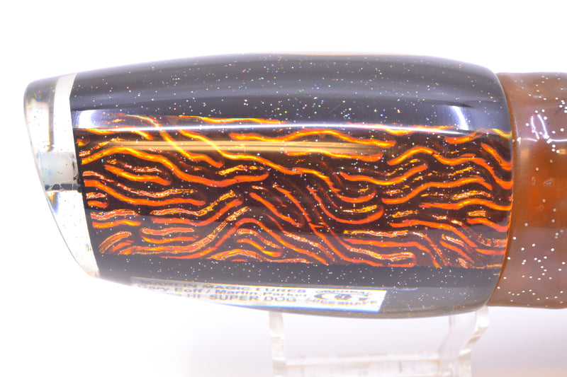 Marlin Magic Orange-Red Lava Black Magic Super Dog 16" 17oz Skirted Brown/Kajiki