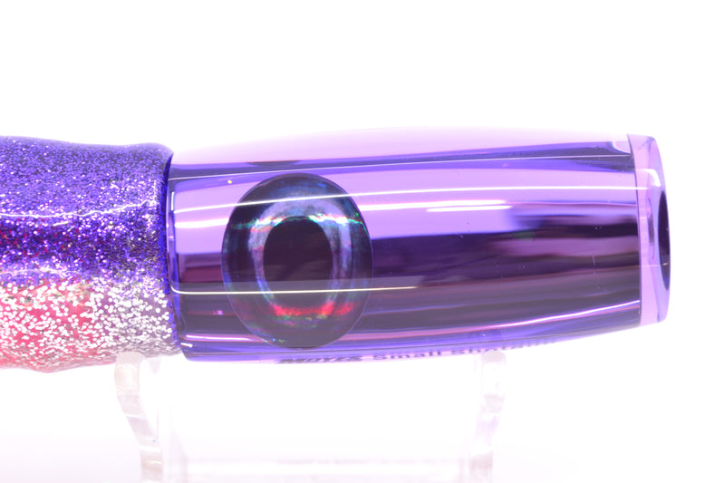 Moyes Lures Purple Mirrored Taxi Eyes Small Shotgun 9" 4oz Skirted Purple-Silver/Pink