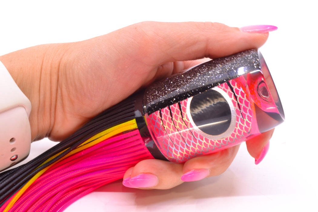Amaral Lures Pink Pearl Rainbow Scale Black Stripes Black Back Super Jararaca 15" 6.7oz