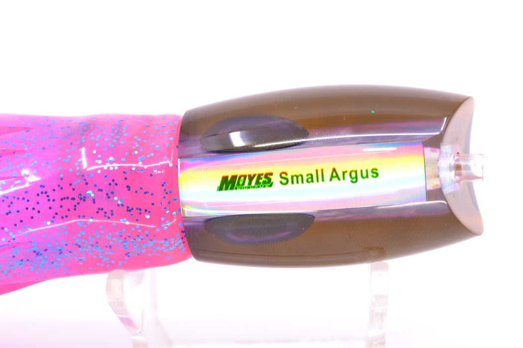Moyes Lures Rainbow MOP Black-Pink Back Taxi Eyes Small Argus 9" 3.5oz Skirted Pink/Blue