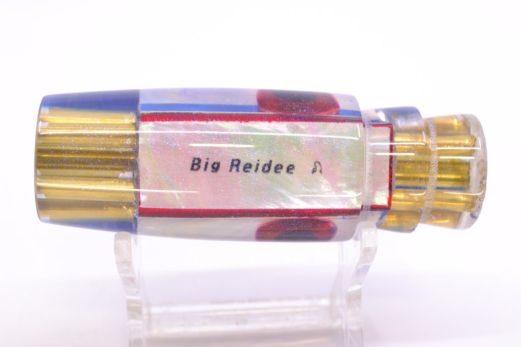 Big Reidee White MOP Blue Back Black-Red Eyes 4-Hole Pusher 9" 4.8oz