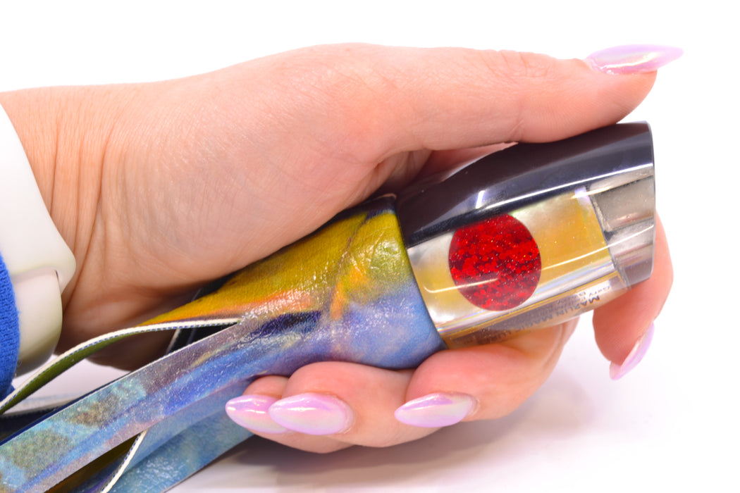 Marlin Magic Golden MOP Black Back Red Eyes 4-Hole Baby Ruckus 10" 5.5oz ALV Tuna