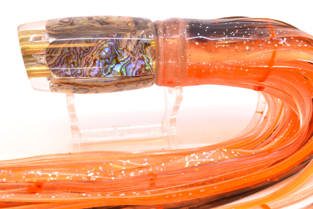 Coggin Lures Real Abalone 4-Hole Kilauea Tado Slant 9" 4.2oz Skirted Root Beer/Petrolero