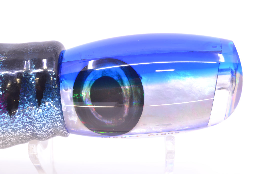 Moyes Lures White MOP Blue Back Medium Argus 12" 6.5oz Skirted Blue Aurora