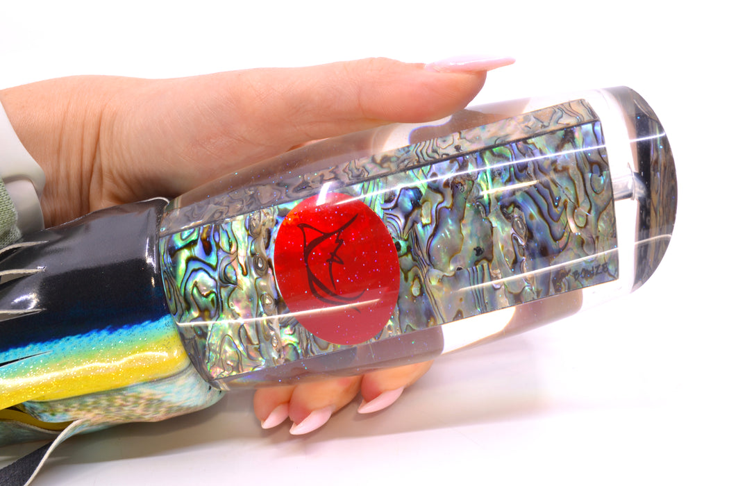 Bonze Lures Paua Shell Red Eyes Bankwalker Teaser 16" 22oz FT Vinyl Yellowfin (Black Back)