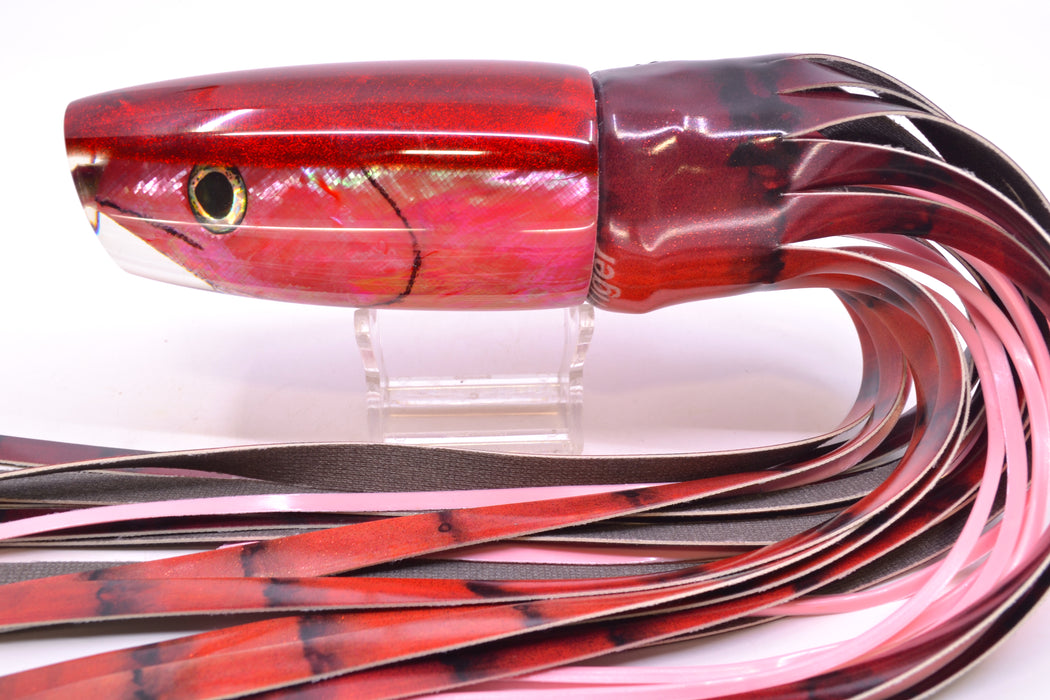 Ali'i Kai Lures Pink Shell Red Back Fish Head Large Plunger 14" 10.5oz FT Vinyl Red Tiger