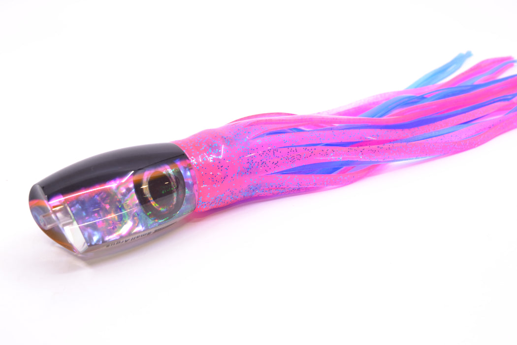 Moyes Lures Rainbow MOP Black-Pink Back Taxi Eyes Small Argus 9" 3.5oz Skirted Pink/Blue