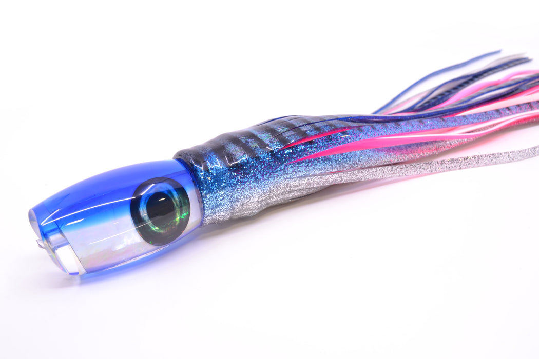 Moyes Lures White MOP Blue Back Medium Argus 12" 6.5oz Skirted Blue Aurora