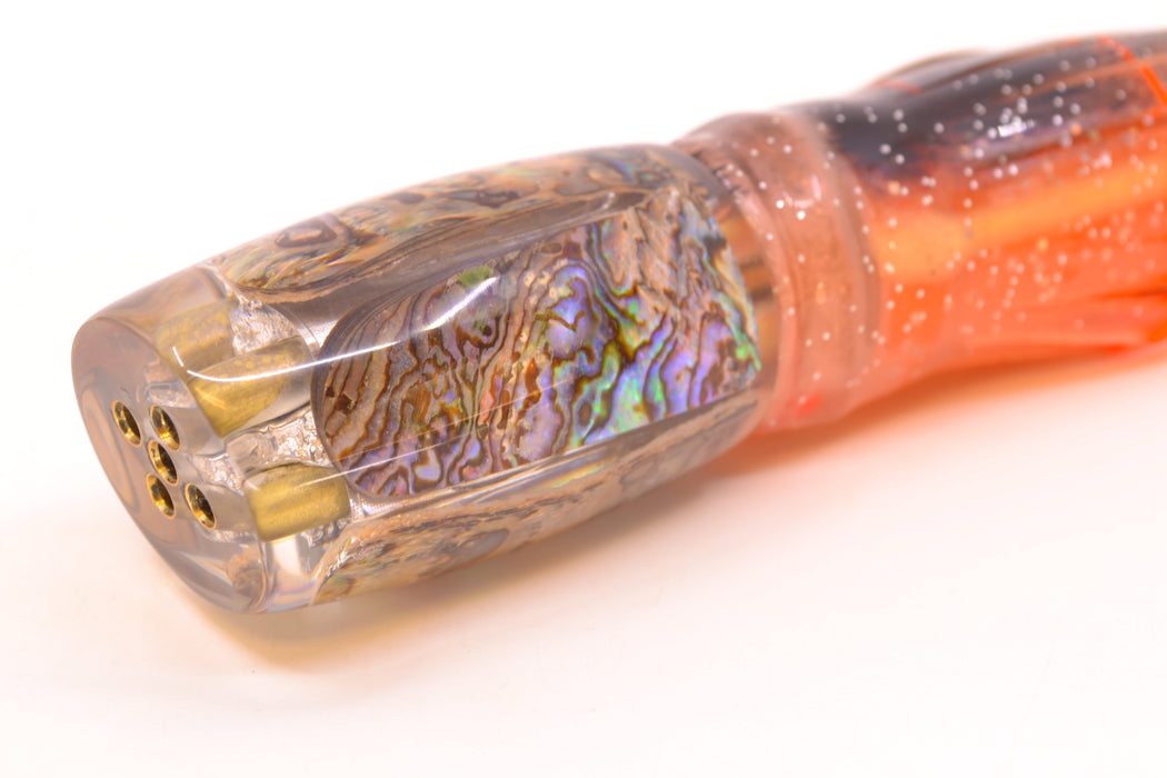 Coggin Lures Real Abalone 4-Hole Kilauea Tado Slant 9" 4.2oz Skirted Root Beer/Petrolero