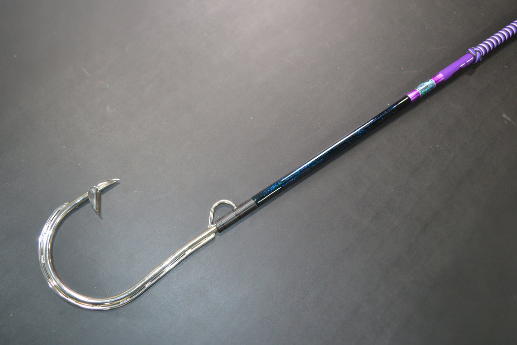 Grander Marlin Tackle Custom Purple-Paua Shell-Black Tiller 8' Flyer Gaffs
