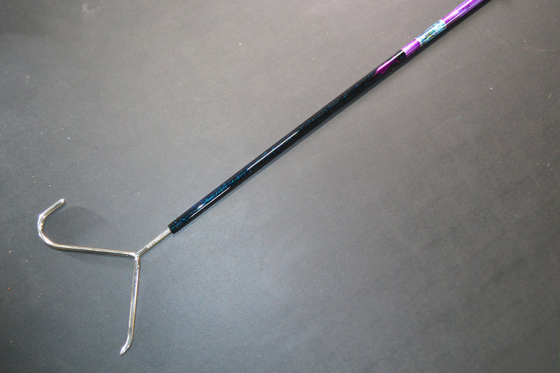 Grander Marlin Tackle Custom Purple-Paua Shell-Black Rainbow Flake Tiller Line Gaff